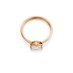 14K Rose Gold Emerald Cut Diamond Solitaire <b>Ring</b> for <b>Men</b> Modern Minimalist Geometric Band Polished Finish Wedding Party Daily - Product Image 4