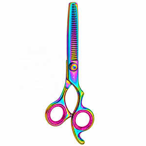 Ciseaux de coiffure multi-couleurs pour la texture des cheveux avec vis réglable, en acier inoxydable, pour la coiffure - Product Image 2