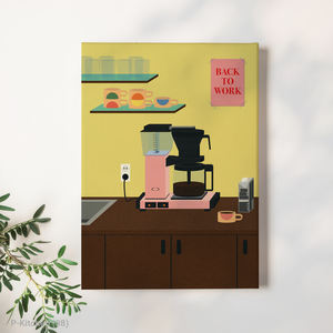 Decoración festiva para pared, ilustración de máquina de café vintage, impresión artística retro para pared de cocina - Product Image 1