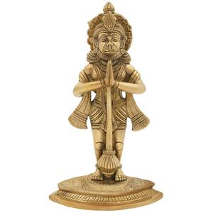 Statue faite à la main de 9 pouces Lord Hanuman dans la sculpture en laiton Namaskara Mudra de l'Inde pour les cadeaux - Product Image 1