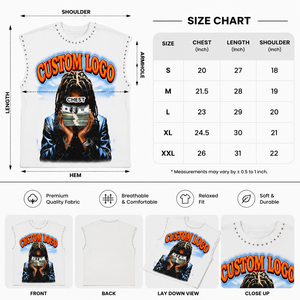 100% Cotton Sleeveless <b>Muscle</b> <b>T</b>-<b>Shirt</b> DTG Printed Rhinestone Graphic Crew Neck Casual Streetwear Custom Apparel Unisex - Product Image 5