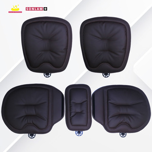 Vente en gros ODM Coussins de siège en mousse à mémoire de forme en cuir Nappa Oreiller Coussins lombaires ergonomiques Coussin de siège de voiture Cool Set complet Beige - Product Image 4