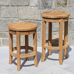 Chaise de bar extérieure moderne en teck massif, résistante à l'eau, écologique, directement de l'usine, pour restaurants et complexes hôteliers - Product Image 5