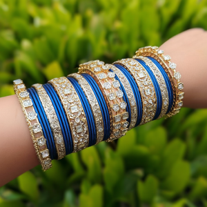 Sparkling Austrian Stone Fashion Jewelry <b>Set</b> Elegant Fancy <b>Bangles</b> for Wedding & Festive Wear-10575609BLU_2.4 - Product Image 3