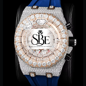 Montre pour homme Hip Hop Square en acier inoxydable avec cristal saphir, mouvement à quartz ETA, chronographe résistant à l'eau 3BAR, style Iced Bling - Product Image 1