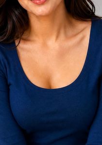 Top de Algodón con Cuello Redondo, Corte Ajustado, Manga Larga, Venta al por Mayor, Ropa de Moda para Mujer para Uso Diario - Product Image 3
