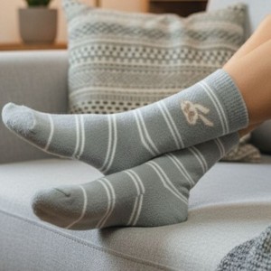 New Custom Design Unisex Adult Cotton Gray Crew <b>Socks</b> With Bunny Pattern Digital Print Breathable Holiday Design OEM 2026 - Product Image 6