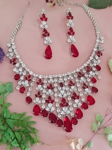 Juego de Collar Largo Clásico de Lujo con Circonitas Cúbicas y Baño de Plata sobre Latón, con Aretes, Joyería de Diseño para Mujer, Regalo - Product Image 4