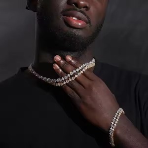 High Quality Hip Hop Rapper Style Link Chain Yellow Gold Cuban Chain with Diamond & <b>Rose</b> Gold Accent Gift for Him - Product Image 5