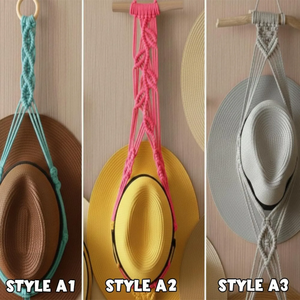 Soporte de pared bohemio de macramé para sombreros, de doble nivel, de fibra natural, decoración para entrada - Product Image 3