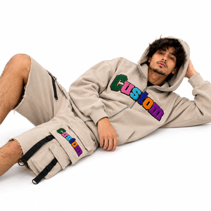 Stylish Lightweight Sporty <b>Men</b> Tracksuits Soft Embroidery Zip Up Lettering Print <b>Hoodie</b> <b>Shorts</b> With Utility Pocket Hooded <b>Set</b> - Product Image 4