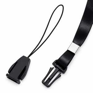 Cordon de cou en polyester avec boucle en plastique et connecteur métallique plat, noir, pour badge d'identification, téléphone, clés, cartes et accessoires - Product Image 2