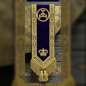 Handmade Bullion Wire Embroidery Masonic Sash Royal Arch Purple Velvet Regalia Triple Tau Crown Gold Thread Custom Service DIY - Product Image 1