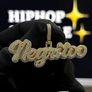 Collar con Colgante de Letra Gótica Personalizada, Estilo Hip Hop, Chapado en Rodio sobre Plata 925, con Moissanita, Unisex, para Regalo - Product Image 1