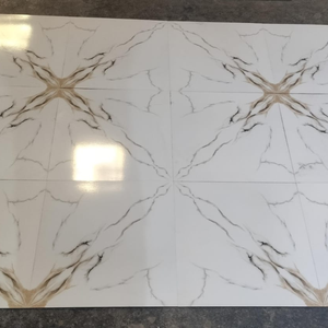 Carreaux de sol en céramique imprimés numériquement 600x600mm, surface brillante, couleur blanche, utilisation moderne pour villa - Product Image 3