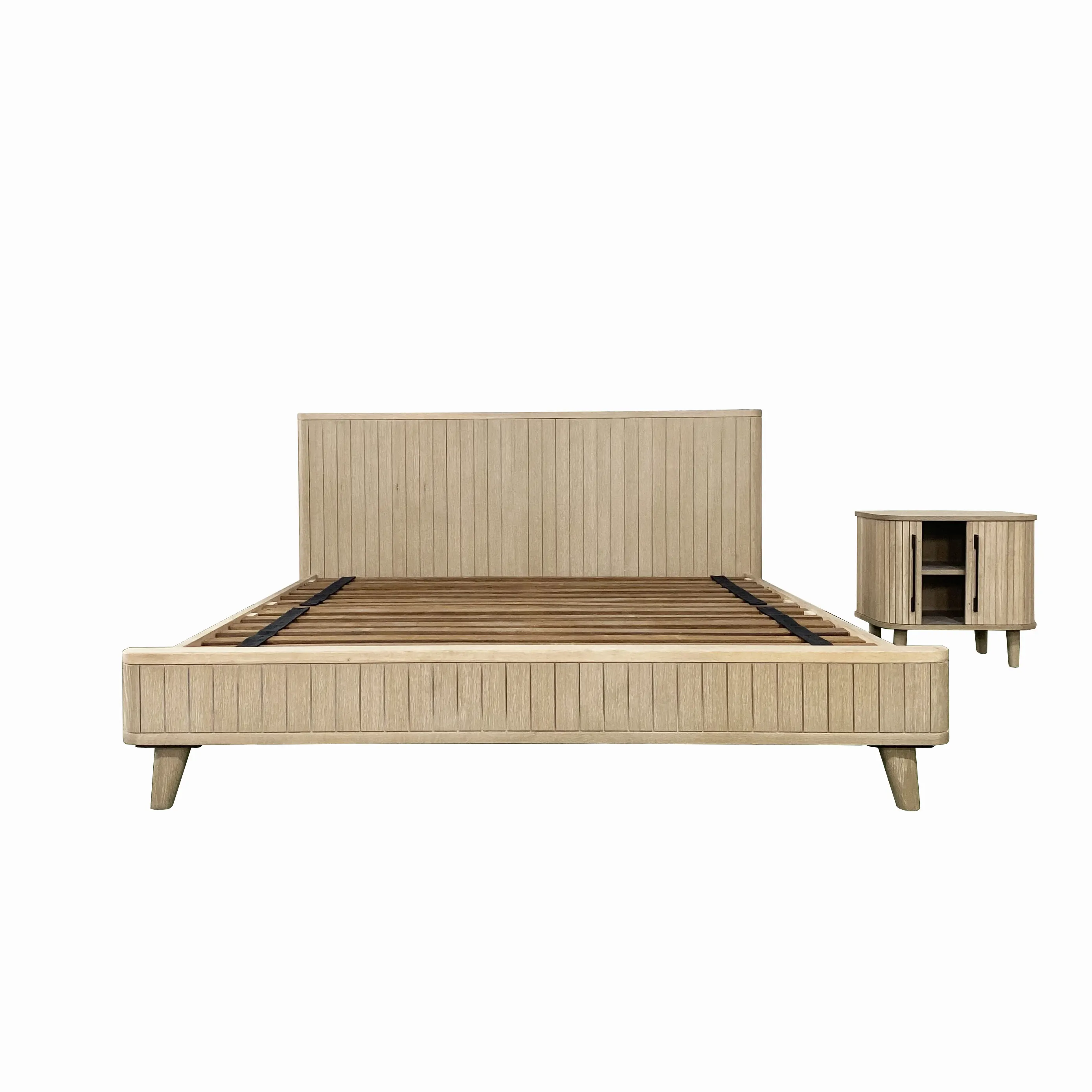 Tempat tidur kayu ek padat kelas atas desain tampelan kayu alami furnitur kamar tidur dapat disesuaikan dari produsen Vietnam