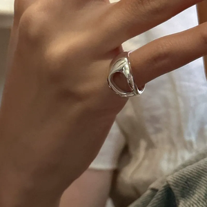 Bague en argent sterling S925, version coréenne, design de niche, texture lisse, style coréen, simple, mode rétro - Product Image 4