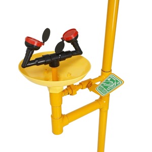 Estación de Lavaojos de Emergencia con Recubrimiento Amarillo Anticorrosión, Galvanizada, de Una Sola Entrada, Operada Manualmente, con Ducha - Product Image 3