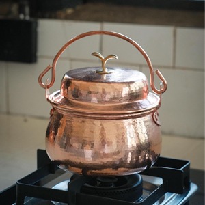 Hammered Copper Soup <b>Pot</b> with <b>Lid</b> Double Handle Vintage Design Heat Resistant Amazingly Crafted By KRAFT WORLD - Product Image 2