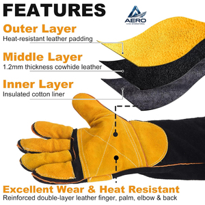 Guantes de Seguridad para Soldadura de Doble Color, Resistentes a la Abrasión, de Alta Resistencia, Personalizados, con Manga Larga Negra y Agarre Reforzado Amarillo - Product Image 5