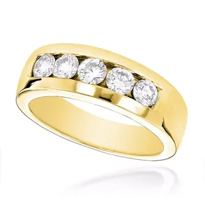 Anillo de Boda EtherStar de Lujo para Hombre, con 5 Diamantes Cultivados en Laboratorio de 0.50ctw, en Oro Sólido de 18K - Product Image 2