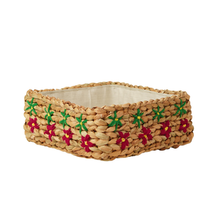 Cesta de Almacenamiento de Jacinto de Agua Tejida a Mano, Porta Cubiertos, Bandeja Bordada para Decoración del Hogar y Cocina - Product Image 2