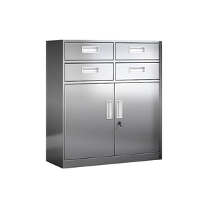 Armoire de classement en acier inoxydable, armoire de rangement de bureau en métal, 4 tiroirs, serrure à clé, étagère réglable, durable, résistant à la rouille - Product Image 1
