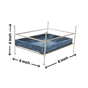 Plateau de service décoratif en résine avec poignée métallique, plateaux de rangement, plateau de luxe en résine époxy sans poignée, fournisseur en gros - Product Image 4