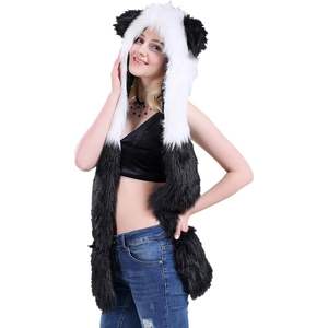 2025 Winter Cap with Attached Mittens Printed Animal Hat Hood <b>Scarf</b> Customizable Cotton and Wool Polyester Long Style - Product Image 2