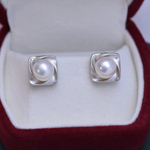 Pendientes de Plata S925 con Perlas de Agua Dulce de 8-9 mm, Blancas, de Luz Intensa, Casi Impecables, con Hebilla para Mujer, Elegantes Accesorios para las Orejas - Product Image 4