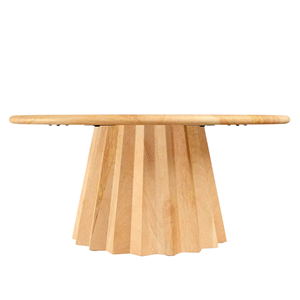 Mesa de Centro de Madera de Mango Sólida con Base Acanalada y Acabado Natural Blanqueado, Ecológica, Duradera y Moderna para Sala de Estar u Oficina - Product Image 5