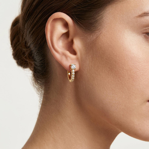 Lab Grown Diamond <b>Hoop</b> <b>Earrings</b> with Graduated Round Stones IGI Certified <b>Silver</b> Classic Huggie <b>Hoops</b> <b>for</b> <b>Women</b> Wedding Luxury - Product Image 1