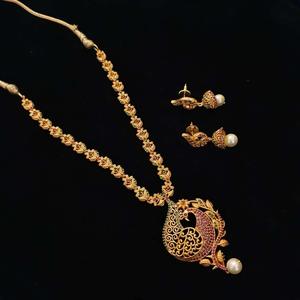 Fashion Jewelry Set Peacock Short Necklace with Jhumka Earrings - Product Image 1