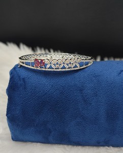 Bracelet en argent plaqué avec breloque fleur et pierre taille radiant, diamant américain, bijoux de soirée pour femme, bracelet ouvrable, fournisseur - Product Image 3