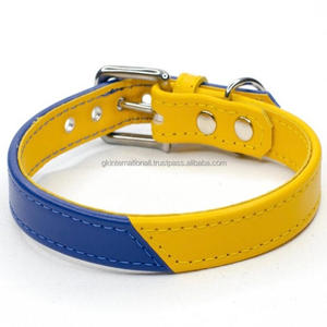 Collar de perro de piel Premium de doble tono de diseño personalizado con hebilla de níquel resistente y anillo D a precio al por mayor - Product Image 1