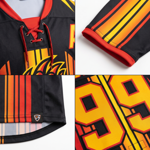 Maillot de hockey sur glace personnalisé 100 % polyester respirant en maille avec col à lacets, sublimé, pour uniformes de fabricant OEM en gros, amateur - Product Image 4