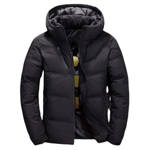 Wholesale Custom <b>Men's</b> Vintage Puffer Jacket New Design Fashion Quilted Bomber <b>Hood</b> White Waterproof Bubble <b>Coat</b> <b>Fur</b> Front - Product Image 1
