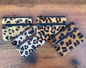 2024 nueva gran oferta de doble cremallera pelo en estampado de animales monedero de cuero genuino minicartera de cuero de vaca occidental para mujer - Product Image 2