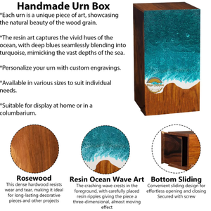 Customized Ocean Wave Memorial Urn | Handmade Wooden Resin Urn for Ashes | Personalized Keepsake for Adults & Pets by AYAANS - Product Image 2