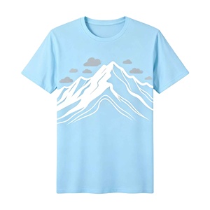 T-shirt pour homme personnalisé, 100% polyester, manches courtes, sublimation, style estival, imprimé montagne enneigée, tendance mode, coupe ajustée - Product Image 6