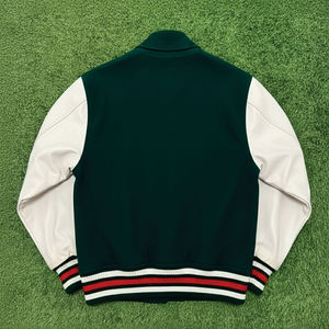 Veste universitaire personnalisée unisexe en laine avec manches en cuir, veste de baseball brodée style streetwear - Product Image 5