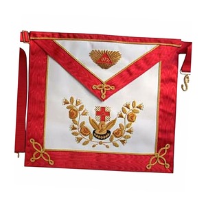Delantal Masónico del Rito Escocés de 18 Grados, Blanco con Terciopelo Rojo, Personalizable con Logotipos, Marca y Diseño Étnico, para Uso en Catedral, Cuatro Estaciones - Product Image 1