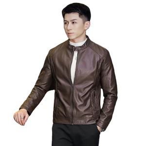 Chaqueta de Motociclista de Cuero Personalizable para Hombre, Estilo Urbano de Invierno, con Logotipo en Relieve, Piel de Vaca y Tela de Lona - Product Image 1