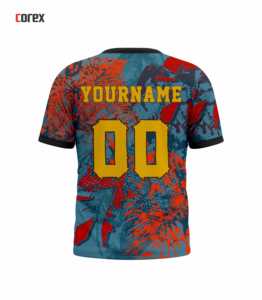 T-shirt de sport pour homme Corex, imprimé par sublimation, manches courtes, col rond, séchage rapide, coupe classique, motif bleu, rouge, jaune - Product Image 2
