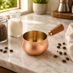 Chauffe-lait et beurre en acier inoxydable avec poignée en bois, petite casserole de cuisson pour cuisine, hôtel, restaurant, chauffe-lait pour produits laitiers - Product Image 5
