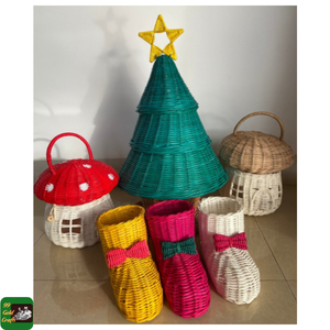 Rattan <b>Christmas</b> <b>Tree</b> Rustic Handmade Rattan Decor for Holiday Tabletop Styling and Indoor Decoration from Vietnam - Product Image 1