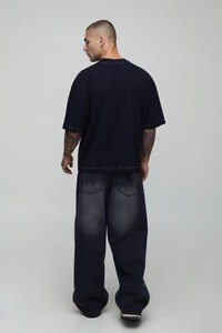 Camiseta Oversize Holgada para Hombre con Hombros Caídos, Estampado Gráfico, Algodón, Manga Corta, Estilo Casual Urbano - Product Image 4