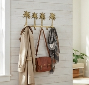 Premium Palm Tree Wall <b>Hooks</b> Metal Gold Finish Rust Resistant Novelty Design For Clothing Storage Organization - Product Image 5
