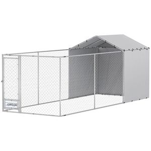 Grande Recinto per Cani in Rete Metallica Zincata con Copertura Impermeabile Anti-UV 6m x 2.3m x 2.3m per Cani di Taglia Media e Grande - Product Image 1