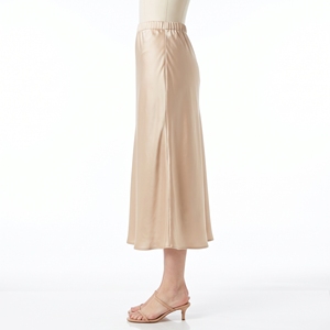 Jupe mi-longue trapèze élégante et décontractée pour femme, en satin uni boutonnée, taille haute, antidérapante, idéale pour l'été – Vente en gros OEM/ODM, personnalisation du logo en usine - Product Image 6